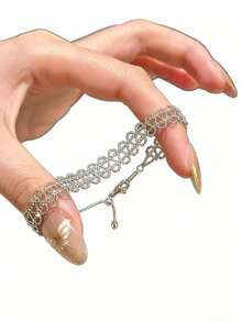 1 chiếc vòng tay viền ren, thời trang, thanh lịch, tinh tế, có thể điều chỉnh, thiết kế độc đáo, cao cấp - Vàng - Xem 6