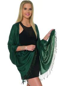 Shawls And Wraps Evening Dresses, Large Soft  Wedding Shawl - 墨綠色 - 查看 6