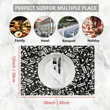 1 buah/4 buah/6 buah Alas Meja Linen Motif Not Musik, Cocok untuk Meja Makan, Dekorasi Sepanjang Musim, Alas Meja Modern yang Dapat Dicuci, Dekorasi Rumah, Tatakan Gelas, Alas Makan Dapur, Dekorasi Pesta Dalam dan Luar Ruangan, Hadiah Ideal - MultiWarna - View 10