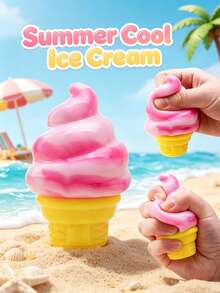 Cream Cone, Sensory Squeeze Toy - A Soft And Bouncy Toy That Slowly Returns To Its Original Shape. The Squeezing Mechanism Helps Release Stress. This Tactile Toy Is Made Of High-Elasticity Latex, Soft And Highly Malleable, Categorized As A Sensory Toy. - Multicolor - View 3