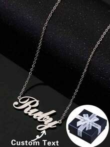 Customized Personalized Jewelry Necklace, Stainless Steel Gold Color Selectable Font And Letter Pendant Necklace, Suitable For Men And Women, Unique Ideal Gift For Girlfriend, Mom, Family, Friends, Daughter, Anniversary, Valentine's Day, Mother's Day, Birthday, Graduation, Daily Wear, Wedding, Prom, Casual, Minimalist, Vintage, Gothic, Cute, Personalized - Multicolor - View 8