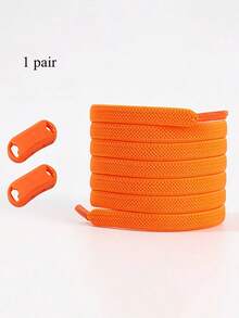 1 Cặp khóa dây giày co giãn kiểu dáng rộng, khóa dây giày phẳng dành cho giày casual unisex, không cần buộc. - trái cam - Xem 3