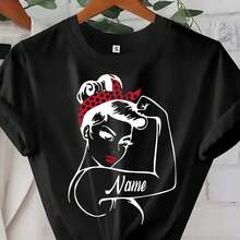 Customized Text T-Shirts, Personalized T-Shirts, Corporate Logo T-Shirts, Team Logo Apparel, T-Shirts With Your Own Custom Text - 黑色 - 查看 1