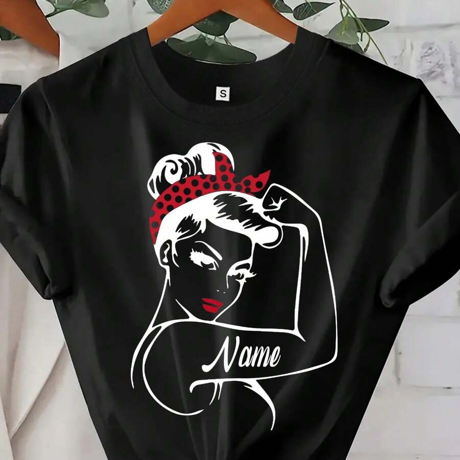 Customized Text T-Shirts, Personalized T-Shirts, Corporate Logo T-Shirts, Team Logo Apparel, T-Shirts With Your Own Custom Text - 黑色 - 查看 1