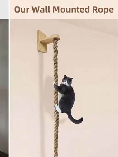 1 Piece Vertical Cat Scratching Post, Made Of Durable Natural Sisal Rope, Designed For Indoor Use. This Space-Saving Pet Exercise Toy Includes A Secure Wall Mount Hook To Encourage Physical Activity And Mental Engagement.