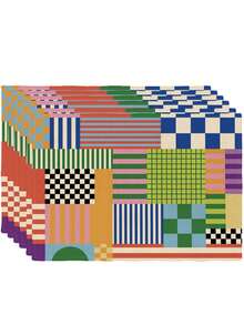 2 piezas Manteles individuales a rayas y cuadros de colores, diseño abstracto retro, resistentes al calor y fáciles de limpiar, adecuados para cocina, hogar, interior/exterior, mesa de comedor, cafetería - Multicolor - Ver 12