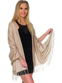 Shawls And Wraps Evening Dresses, Large Soft  Wedding Shawl - 淺褐色的 - 查看 4