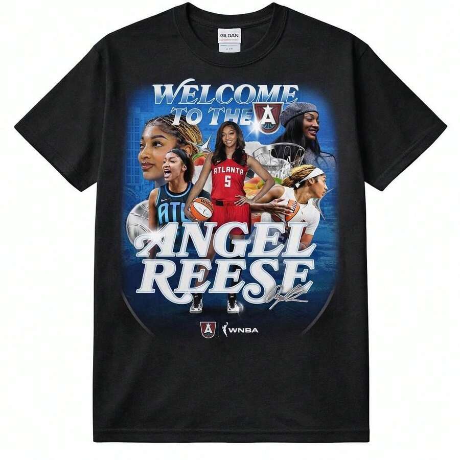 Angel Reese Atlanta Dream Shirt WNBA Graphic Tee Basketball Fan Shirt Womens Sports Tee Gift - 黑色 - 查看 1