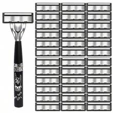 Ultra-Sharp Premium Retro Manual Razor Set | Black 6-Layer Blades, Interchangeable Heads, Ergonomic Handle, Reusable Refillable Design For Smooth Shaving Precision - Perfect Father's Day And Birthday Gift, Face Razor, Hair Removal, Shaver For Women - Multicolor - View 10