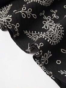 Falda midi lisa de cintura alta para mujer con lazos laterales, diseño fluido elegante, ideal para primavera y verano - Negro 2 - Ver 4