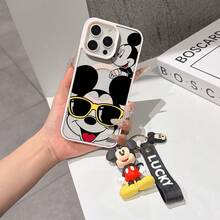 This Disney Mickey Mouse Pattern Lanyard Phone Case Features A Strong Magnetic Closure And Full Coverage Of Acrylic And TPU Material. It's Shockproof, Lightweight, And Suitable For IPhone17/16/11/13/15/15 Plus/15 Pro/15 Pro Max/12/14 Pro Max/11 Pro Max/12 Pro/12 Pro Max/13. It's A Popular Birthday Gift, Business Gift, Durable, Stain-Resistant, And Fingerprint-Resistant New Phone Case For Men And Women. It Also Includes A Mickey Mouse Phone Case And Mickey Mouse Doll Bracelet. Compatible With SamsungGalaxy S20, S21, S22, S23, And S24 Series. It's The Perfect Gift For Friends And Family. This Stylish Phone Case Is Fun, Lightweight, And Durable. IPhone17 Pro Max Phone Case, Minnie Phone Case. - 粉色 - 查看 1
