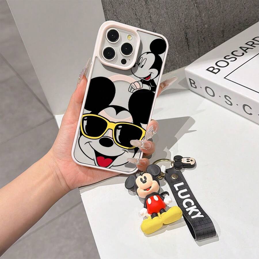 This Disney Mickey Mouse Pattern Lanyard Phone Case Features A Strong Magnetic Closure And Full Coverage Of Acrylic And TPU Material. It's Shockproof, Lightweight, And Suitable For IPhone17/16/11/13/15/15 Plus/15 Pro/15 Pro Max/12/14 Pro Max/11 Pro Max/12 Pro/12 Pro Max/13. It's A Popular Birthday Gift, Business Gift, Durable, Stain-Resistant, And Fingerprint-Resistant New Phone Case For Men And Women. It Also Includes A Mickey Mouse Phone Case And Mickey Mouse Doll Bracelet. Compatible With SamsungGalaxy S20, S21, S22, S23, And S24 Series. It's The Perfect Gift For Friends And Family. This Stylish Phone Case Is Fun, Lightweight, And Durable. IPhone17 Pro Max Phone Case, Minnie Phone Case. - 粉色 - 查看 1
