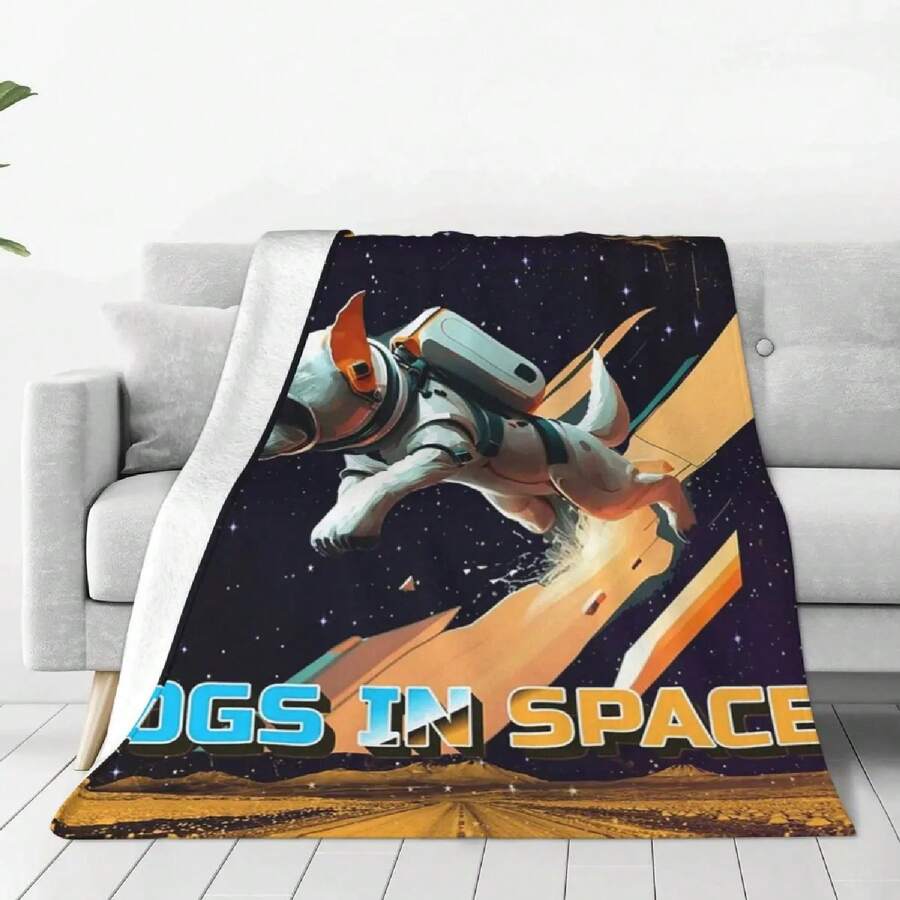 Dogs In Space Jet Pac Blankets Fleece Portable Sofa Throw Blankets For Couch Bedding Office Throws Bedspread Quilt - 1 - Ver 1