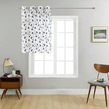 1pc/2pcs Embroidered Sheer Curtain/Tree Branch Embroidered Textured Linen-Like Curtain/Top Metal Grommet Design Sheer Curtain/Indoor Lighting Balanced Filtering Transparent Curtain/Suitable For Living Room, Bedroom, Study, Kitchen, Home Decor, Farmhouse, Villa - Black - View 12