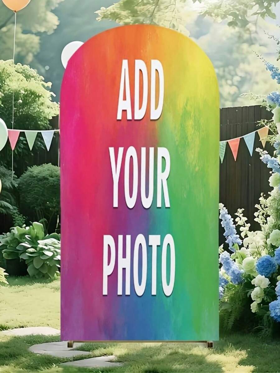 1pc Customizable Curved Backdrop Cloth Suitable For Birthday, Wedding And Other Occasions, Made Of Elastic Polyester Fabric, Ideal For Wedding, Valentine's Day And Birthday Decoration - Multicolor - View 1