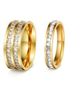 Rose Gold-Plated Eternal Stainless Steel Ring, Couple Rings, Unisex Jewelry Accessories, Suitable For Weddings, Engagements, And Daily Wear Jewelry - Multicolor - View 5