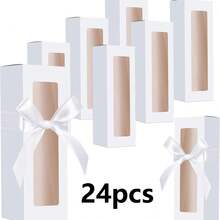 24pcs Cup Lid Gift Box Set, Comes With Ribbons, Suitable For Sublimation Glass Display Box, Transparent Material, Fits 12oz, 16oz, 20oz Drinking Cups, Glasses, Jars, Cup Lid Blanks - View 9