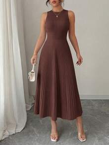 PRETTYGARDEN Women's Summer Dresses Casual  Business Work Midi Sleeveless A Line Pleated Evening Elegant Dresses Cocktail Wedding Guest Graduation Dress Dresses For Women - 棕色 - 查看 5