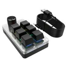 YAIUZGOO Kit DIY de teclado mecánico mini programable con perilla de volumen, operación de una sola tecla, diseño acrílico de 6 teclas, teclas de acceso directo retroiluminadas y control multimedia, atajos personalizables, conexión USB Tipo-C. Diseño de teclado modular adecuado para juegos, oficina, música, control industrial - 6 teclas - Ver 6