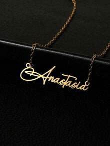 Customized Personalized Jewelry Necklace, Stainless Steel Gold Color Selectable Font And Letter Pendant Necklace, Suitable For Men And Women, Unique Ideal Gift For Girlfriend, Mom, Family, Friends, Daughter, Anniversary, Valentine's Day, Mother's Day, Birthday, Graduation, Daily Wear, Wedding, Prom, Casual, Minimalist, Vintage, Gothic, Cute, Personalized - Multicolor - View 10