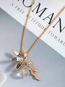 Exaggerated European And American Fashion Creative Delicate Minimalist Long Elf Wing Crystal Pendant Necklace - Multicolor - View 3