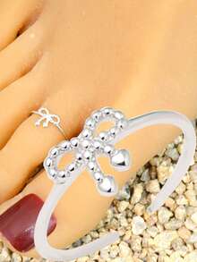 1 chiếc nhẫn ngón chân hình nơ dễ thương, đa năng, bằng bạc Sterling S925, thiết kế tối giản, độc đáo, phù hợp với phong cách thường ngày, có thể điều chỉnh độ dài, thích hợp làm quà tặng cho bạn bè, trong kỳ nghỉ hoặc sinh nhật. - nơ - Xem 12