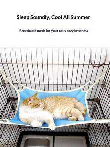 1 buah Hammock Kucing Bernapas, Alas Ayunan Gantung untuk Kucing, Cocok untuk Semua Musim, Anti Gigitan dan Anti Gores, Cocok untuk Kandang Kucing - MultiWarna - View 5