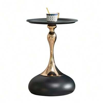 Modern Side Tables, Small Round Living Room Table, 38cm Bedside Table With Metal Base, Black Round Bedside Table, Balcony Tea Table, Corner Bedside Tables