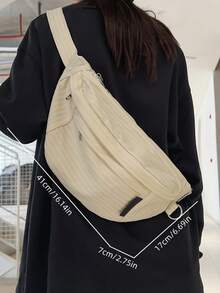 Women's Solid Color Fashion Versatile Casual Waist Bag - White - View 7