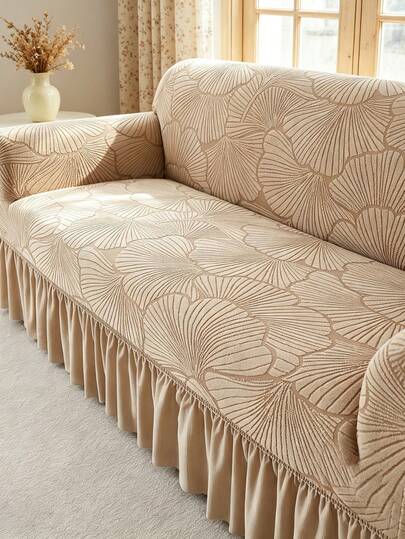 1 pieza Funda de sofá con textura de concha de mar color marrón claro, funda de sofá elástica gruesa de estilo nórdico minimalista moderna, apta para sofás de 1/2/3/4 plazas en forma de L, decoración para sala de estar, dormitorio, hotel