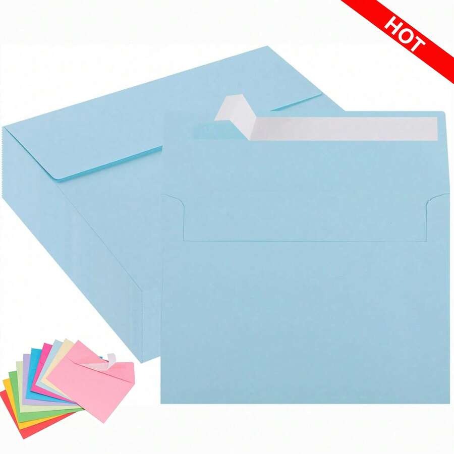 5x7 / A7 Self-Seal Envelopes - 10/20/50 Pcs Light Blue Greeting Card & Invitation Envelopes, 120gsm High Quality Colored Paper, Suitable For Wedding Invitations, Christmas Parties, Baby Showers