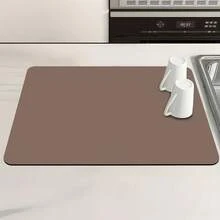 1 pieza Almohadilla protectora de unicolor - Resistente a los arañazos, absorbe la humedad, almohadilla protectora, adecuada para la lavandería, encimera de cocina, lavavajillas, superficie fácil de limpiar, apta para lavadora, diseño de decoración del hogar moderno, evita arañazos y derrames - Marrón - Ver 2