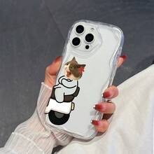 1个趣味TPU材质坐姿猫表情图案透明奶油波纹加厚防摔精准开孔摄像头保护壳，兼容 17/17 Pro/17 Pro Max/17 Air/16/11/16 Pro/16 Plus/16 Pro Max/16 e/15 Pro Max/13/14/12/11/7G/8P、Galaxy A3/12/13C/NOTE 12 4G/NOTE 13、A16/A17/A18/A57/A58/A78/A98/A60/A3X 4G、Y20/Y21/Y36、Transsion等手机。 - 無色 - 查看 1