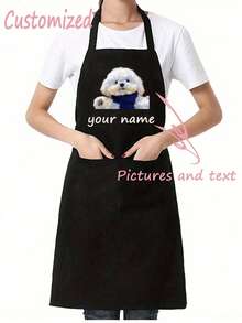 Customizable Apron With Text And Personalized Photos, Custom Logo Chef Apron For Cooking Kitchen, Multi-Purpose Gift For Birthday Anniversary Housewarming Wedding - Multicolor - View 2