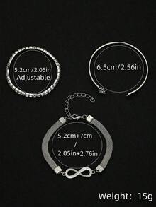 8pcs Bracelet Set, Beach-Inspired And Fashionable, Featuring Heart, Round Gem, Drop,, And Lucky Elements, Suitable Women's Daily Wear Or Night Out Party. Set Includes Bracelets And Bangles With Simple & Stylish Design, Decorated With Rhinestones And Heart-Shaped Charms. Any Occasion! Valentines,Mom,Mother,Mother's Day, - 主圖款 - 查看 7