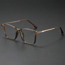 A Pair Of Men's Retro Fashion Large-Frame Plain Glasses – A Unique Decorative Holiday Gift That Showcases Vintage Style - Gold - View 9