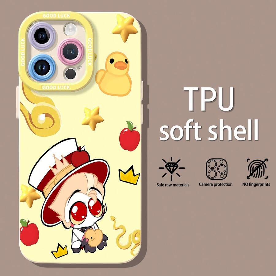 , ojos rojos, elementos de fondo amarillos.funda de teléfono Fundas compatibles con ,Apple,VIVO,OPPO,,, y Honor.Fabricadas en silicona TPU,ofrecen protección contra golpes y caídas. - Blanco - Ver 1