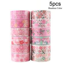 1/3/5/10 piezas Cinta Washi de Foil Rosa Sakura, Cinta Adhesiva Decorativa de Color Caramelo para Scrapbooking, Planificador, Manualidades DIY - Conjuntos - Ver 11