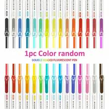 Set de 5/10/15/30 piezas de bolígrafos fluorescentes de doble punta, marcadores acrílicos, marcadores de dibujo para niños, resaltadores de secado rápido, diseño de doble punta con punta biselada y punta redonda, ideal para garabatear estudiantes, resaltar biblias, sin sangrado, múltiples opciones de color de tinta suave, 1/5/15/30 piezas, esencial para volver a la escuela - Multicolor - Ver 13