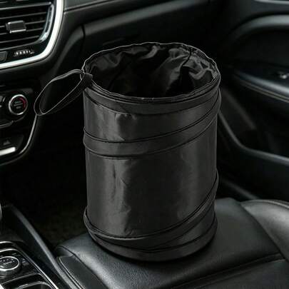 Thùng rác treo gấp gọn màu đen, thùng rác di động bằng nylon kèm túi đựng rác, hộp đựng đa năng thích hợp cho xe hơi, cắm trại ngoài trời, dã ngoại và du lịch, hộp đựng rác du lịch đa năng và giá đựng túi rác.
