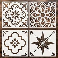 4pcs Reusable 12x12 Inch Geometric Moroccan Tile Painting Stencils - Large DIY Home Decor Templates For Walls, Floors, Furniture, Concrete Patios - Durable Plastic With Elegant Floral And Star Patterns, Suitable For Crafts, Wall Art, Home Decor, Decorative Arts, Complex Designs, High Quality Materials, Craft Supplies - Geometric Moroccan Tile Painting Template - View 7