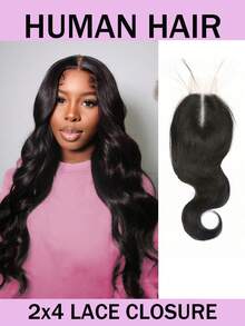 2x4 Inch Brazilian Virgin Human Hair Wavy Transparent Lace Closure Hairpiece With Baby Hair, Free Parting, Natural Black - Natural Black - View 1