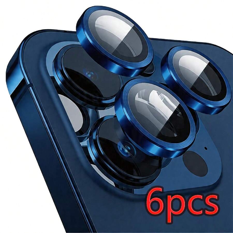 Kit Of 6 Smooth Camera Lens Protectors Compatible With IPhone 12, 13, 14, 15, 16, 17 Plus, Pro, Max Protection - 深藍色 - 查看 1