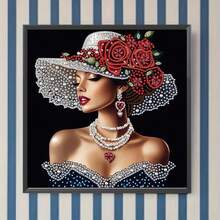 Diamond Painting Kit | Elegant Rose Hat Theme For Women, Partially Embedded With Asymmetrical Diamonds, Acrylic Material, 11.81 Inches X 11.81 Inches, Suitable For Living Room, Bedroom, Study Decor, Ideal Gift - View 8
