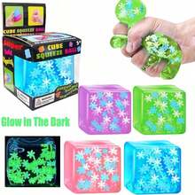 Adult Stress-Relief Toy, Glowing Snowflake Cube Squeeze Ball, Slow-Rebound Candy Toy, Sensory Toy, Malt Ball Stress-Relief, Suitable For Party Favors And Birthday Gifts. - 1件藍色 - 查看 3
