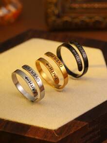 1pc "Faith Over Fear" Engraved Inspirational Open Ring, Stainless Steel Band, Minimalist Fashion Accessory, Suitable As Encouragement Gift For Friends - CYR008 - View 9