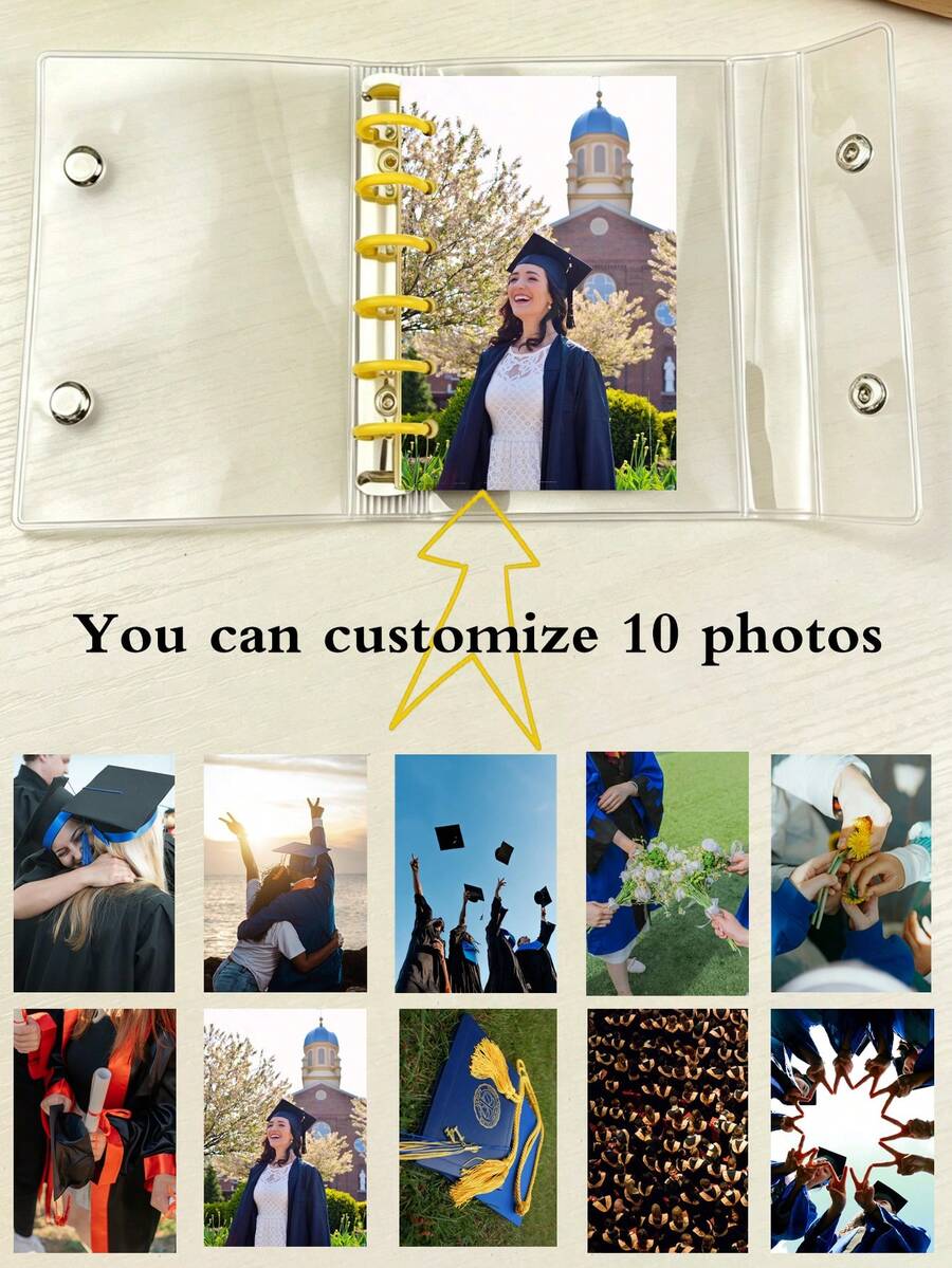 1pc Customized PVC Loose-Leaf Photo Album (Includes 10 Photos), Upload Photos For Customization, Silver/Black/White/Green Color Options, Anniversary Memorial Photo Customization, Personal Portrait Photo Customization, Wedding Memorial Photo Customization, New Year Family Memorial Photo Printing, Meaningful Gift, Image Customization, Idol Photo Customization - A - View 1