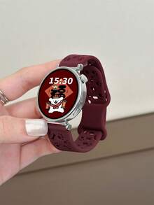 1条18mm/20mm/22mm硅胶表带，兼容三星Galaxy Watch 3/4/5/6 40mm 44mm经典款、43mm 47mm、GT6 GT5 GT4 GT 3/2 46mm，男女通用 - 酒紅色 - 查看 3