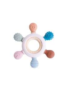 1 pieza Juguete de dentición con forma de timón de barco de silicona con textura de animal, juguete masticable para molares para práctica de mordida diaria para bebés e infantes - Multicolor - Ver 8