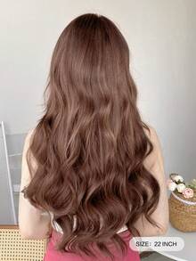 7JHH WIGS 22英吋長波浪暖棕色夾式接髮－3件組，柔軟合成纖維配隱形夾，適合女性日常配戴 - 棕色 - 查看 4